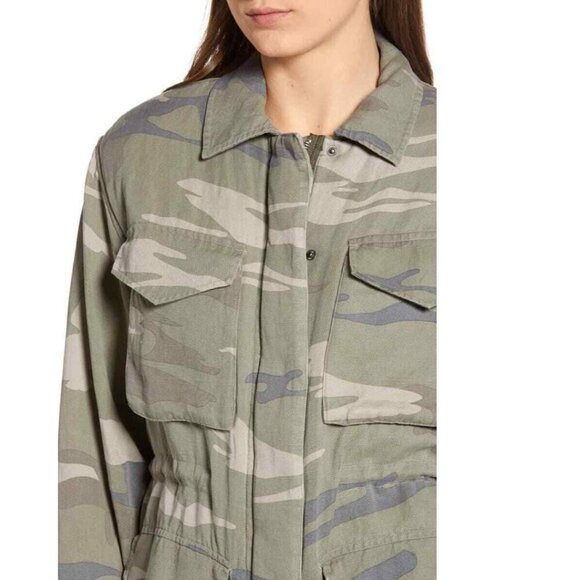 Rails Utility Jacket Women’s Medium Camo Tencel Linen Lined Drawstring Pocket - Picture 5 of 8